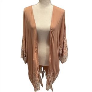 Forever 21 Peach Lace Embroidered Duster